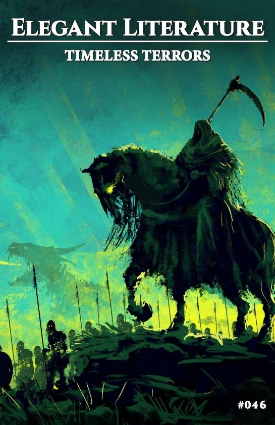 Elegant Literature Timeless Terrors issue 046 cover with a spectral reaper on horseback